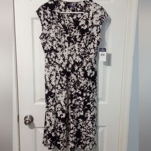Chaps Black and White Asymmetrical Dress